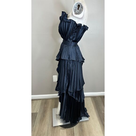 AMUR Janey Tiered Shell High-Low Gown in Navy Size US12 $648 - Picture 9 of 12